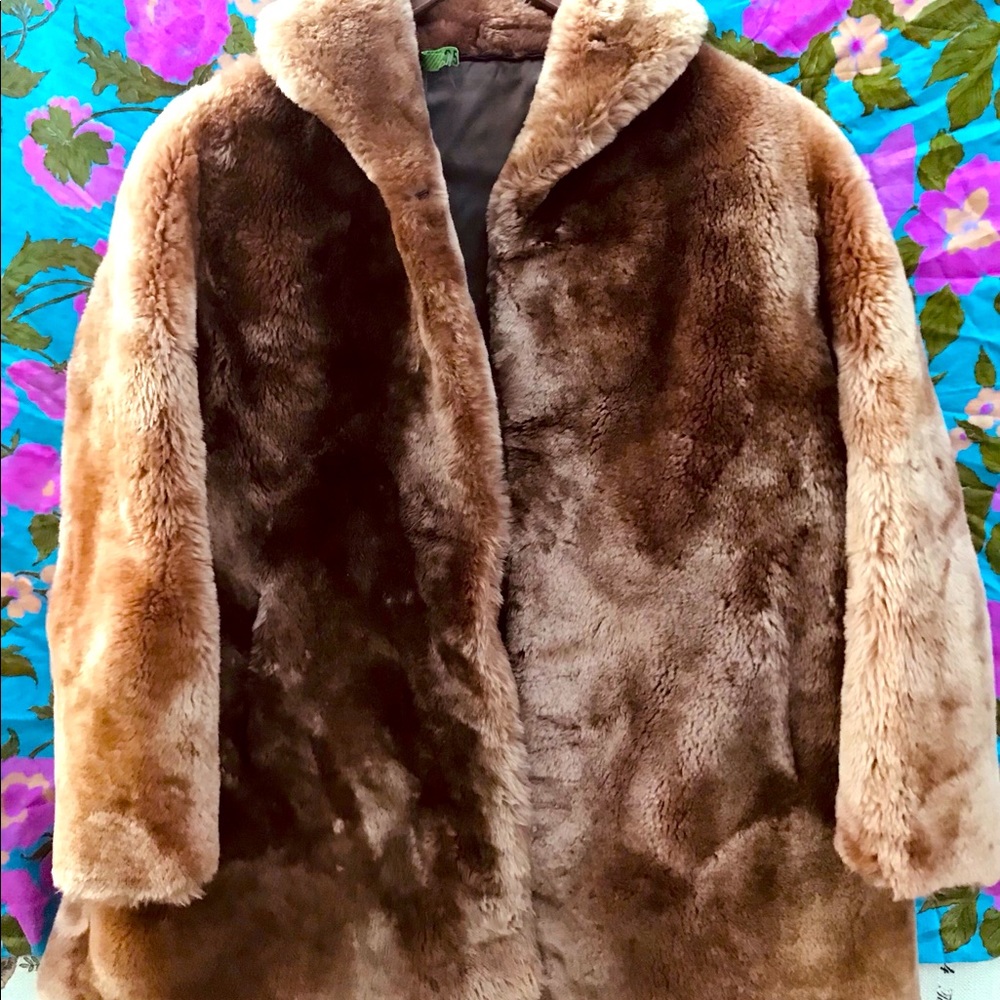 Vintage Mouton 50s Brown Faux Fur Jacket